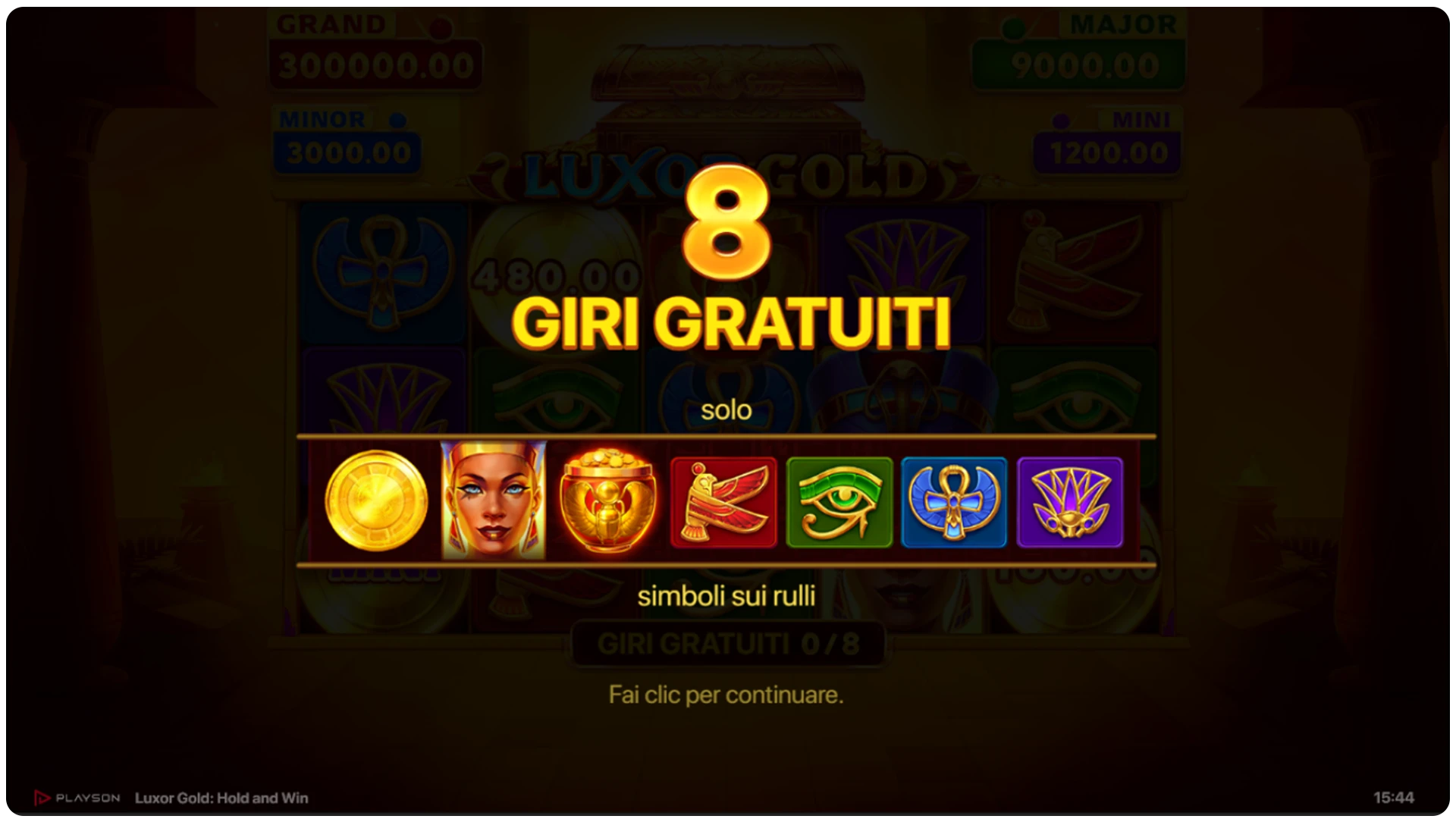 Luxor Gold - 8 giri gratuiti