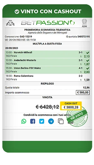 Cashout - Prima vincita