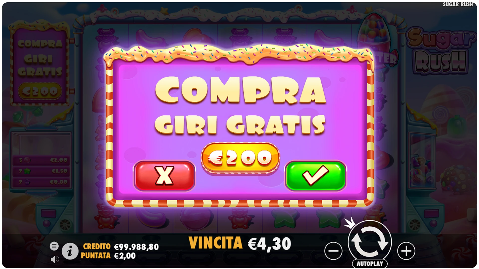 Slot Sugar Rush - compra giri gratis